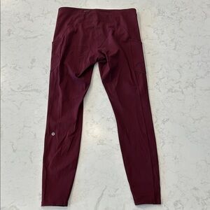 Lululemon Fast & Free High-Rise Tight 28" Brushed Nulux Mulled Wine Size 12